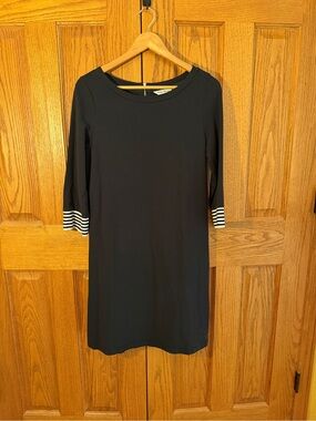 Tommy Bahama Black Midi Dress with Striped Cuffs
